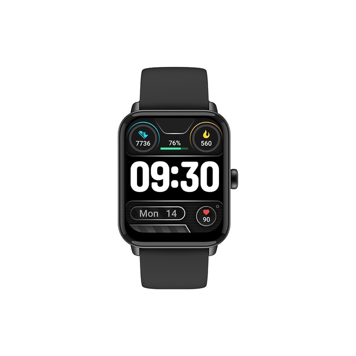 Smart часовник ttec, Tempus, 44 mm, Rectangular Case, Smartwatch, Черен