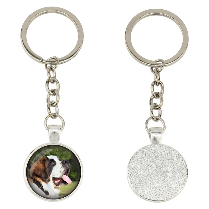 Személyre szabott fotós kulcstartó, Art-Dog, Bernardyn, 10x2.5cm, ezüst, díszdobozban