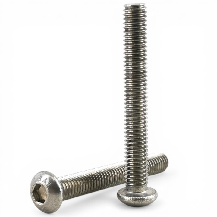 Set 100 buc Surub metric cap rotund, ISO 7380, M8x60, SW5, Inox A2