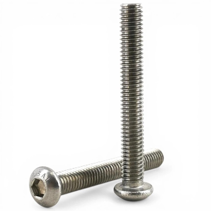 Set 100 buc Surub metric cap rotund, ISO 7380, M5x60, SW3, Inox A2