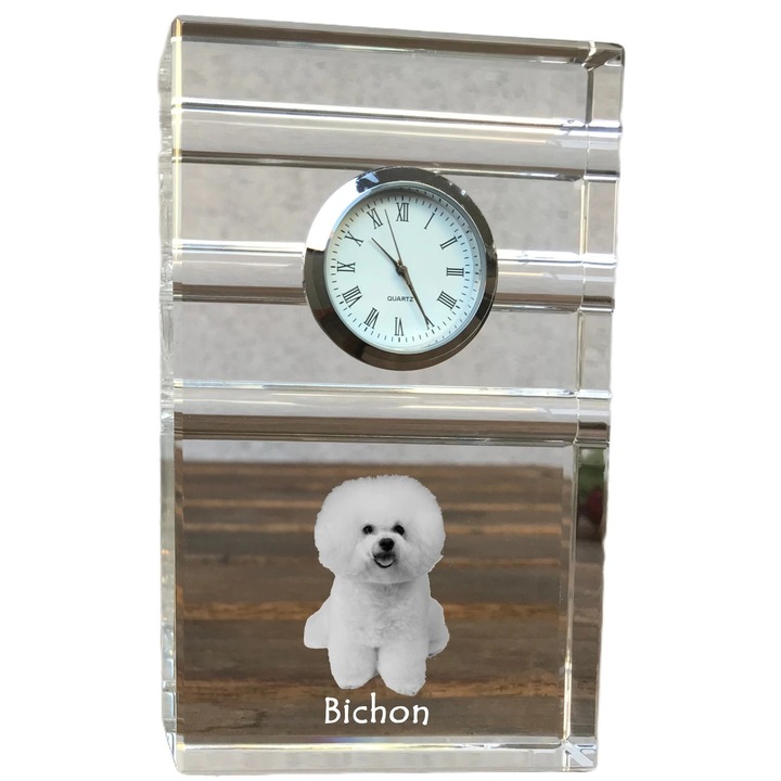 Ceas decorativ, Art-Dog, cristal, personalizat cu fotografie, 14x8,6x2,4cm
