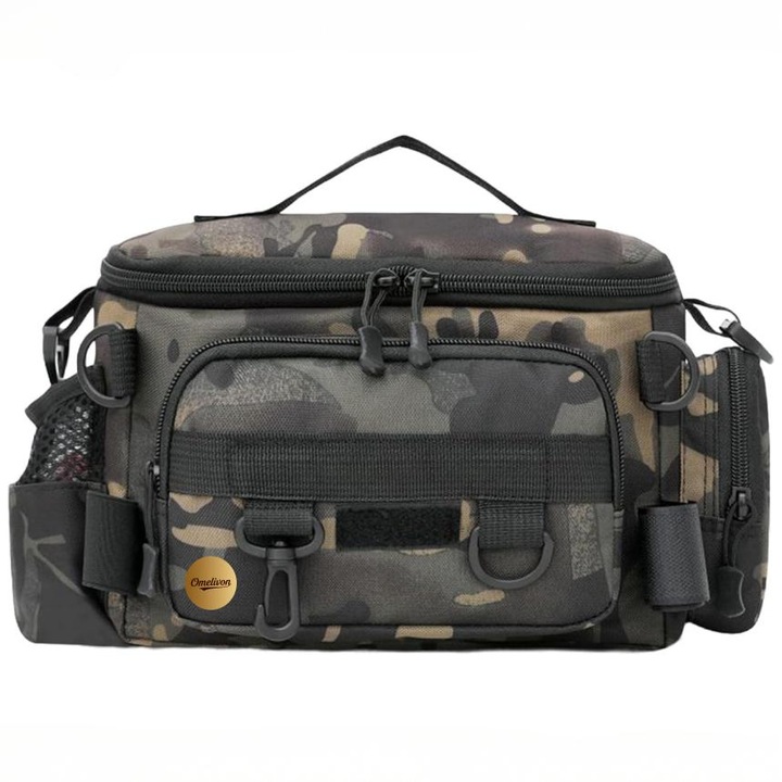 Geanta pescuit Omelivon, 4 compartimente, camuflaj, 40x15x20 cm
