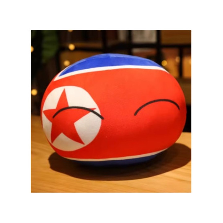 Jucarie de plus Countryball, Korea de Nord, 20cm, design cu steag, moale, pentru colectie sau cadou