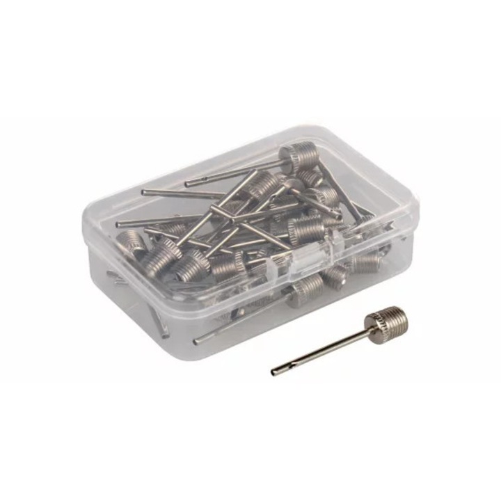 Set de ace pentru umflat mingi, Merco Compress Box, 25 buc, metalice, pentru sport