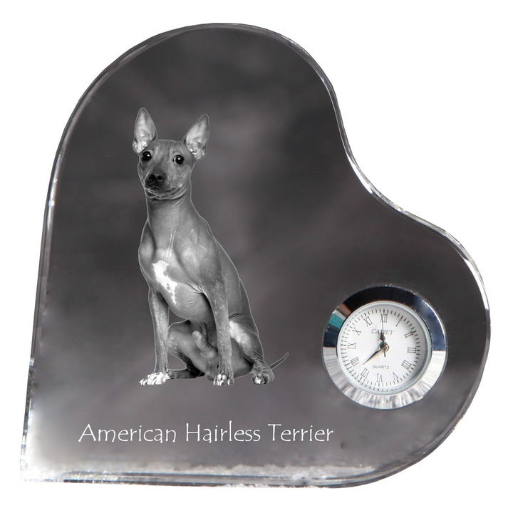 Ceas decorativ din cristal in forma de inima, Art-Dog, personalizabil, 10,6x10,6x1,6cm