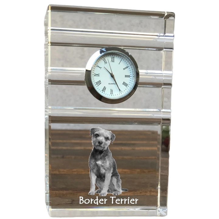 Ceas decorativ din cristal, Art-Dog, cu fotografie personalizata, 14x8,6x2,4cm