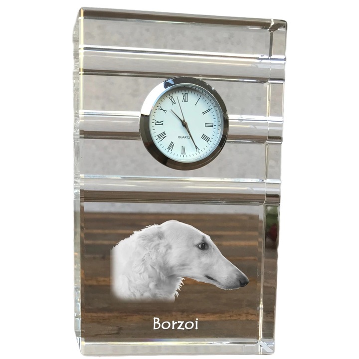 Dekoratív óra, Art-Dog, üveg fényképpel, 14x8,6x2,4cm