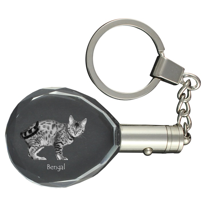 Kristályos kulcstartó, Art-Dog, macskás kulcstartó, világító, 40x35x10mm, díszdobozban