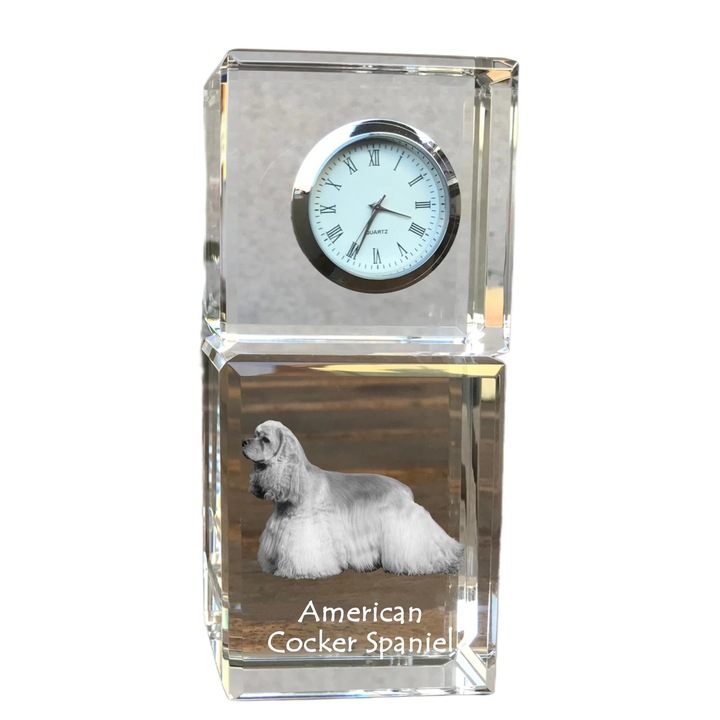 Ceas decorativ, Art-Dog, cocker spaniel american, personalizat, 14,5x6,5x4cm
