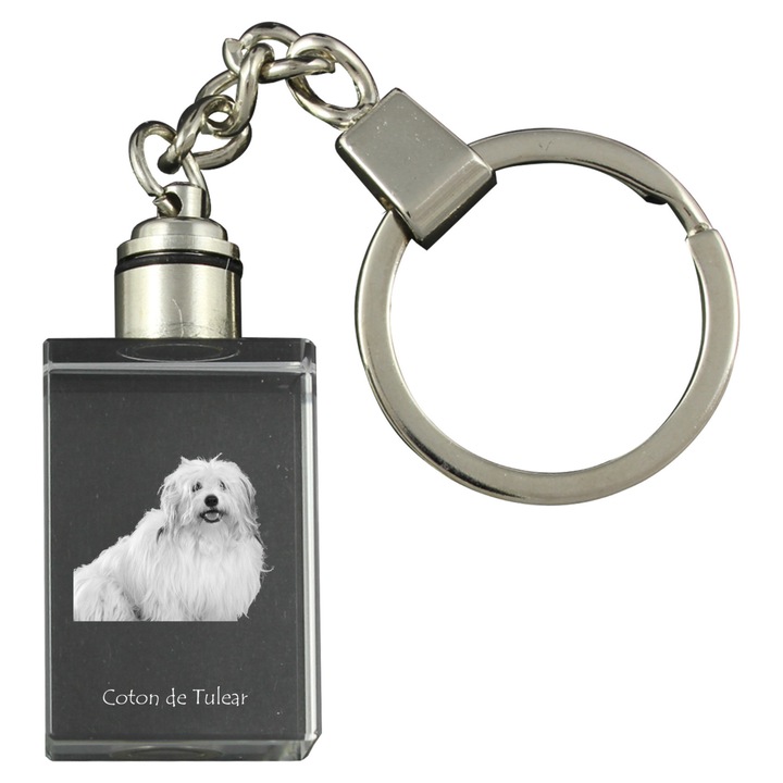 Kristály kulcstartók, Art-Dog, Coton de Tulear, kiemelt, 20x30x15mm