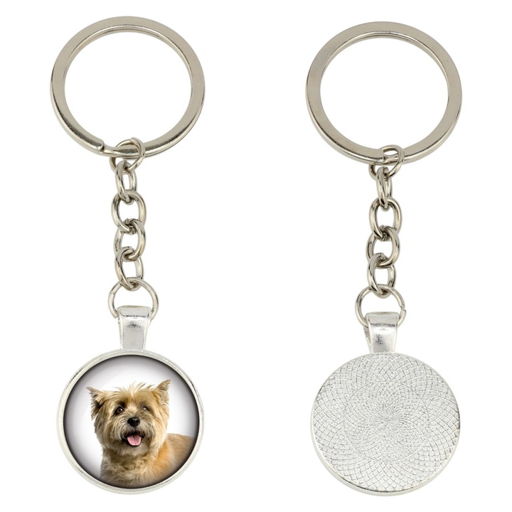 Kulcstartók, Art-Dog, Cairn Terrier, személyre szabott, 10x2.5cm, ezüst