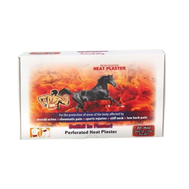 Set 50 buc plasturi termici cu efect de incalzire, confort si relaxare, utilizare externa, pentru zona musculara si spate, 12x18 cm