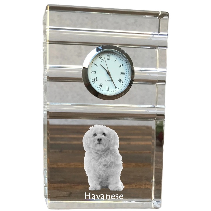 Dekoratív óra, Art-Dog, kristály, személyre szabott fényképpel, 14x8,6x2,4cm