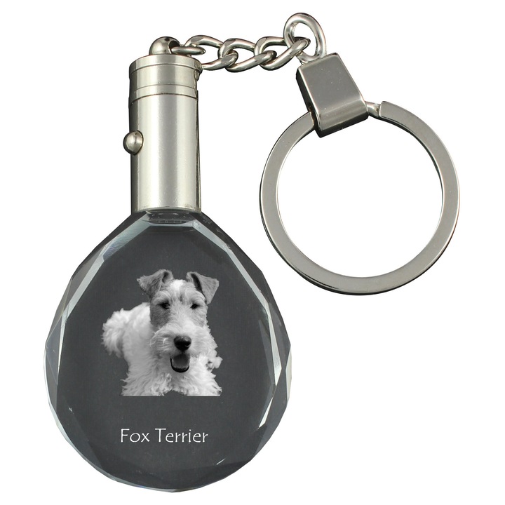 Breloc cu cristale, Art-Dog, Foksterier, iluminare, 40x35x10mm, set cadou