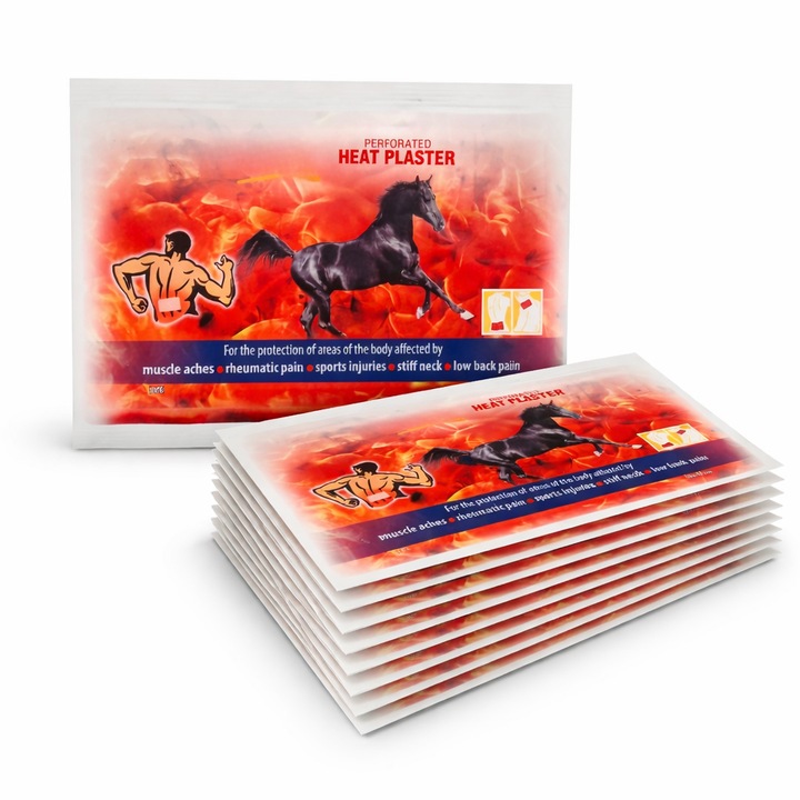 Set 10 plasturi termici cu efect de incalzire, confort si relaxare, utilizare externa, zona musculara si spate, 12x18 cm