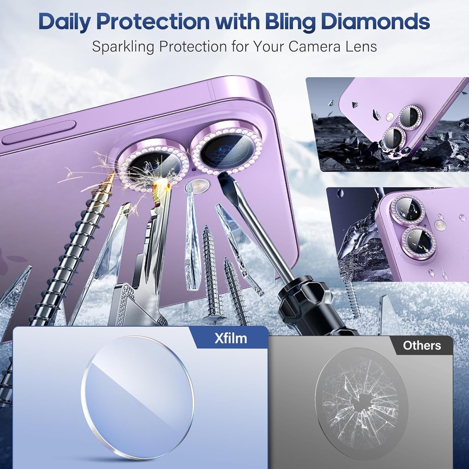 Folie protectie camera pentru iPhone 17, 3 piese, sticla securizata 9H, transparent