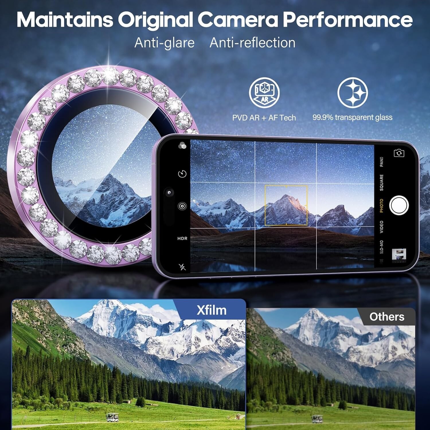 Folie protectie camera pentru iPhone 17, 3 piese, sticla securizata 9H, transparent