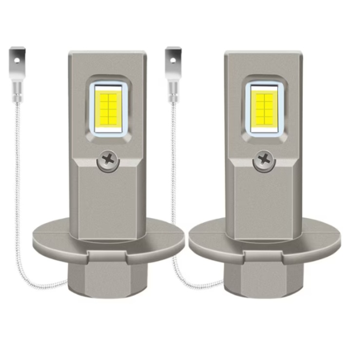 Комплект 2 LED крушки за кола H3 PREMIUM, 9000 lm, 55W, Студено бяло 6000K — мощно осветление на фаровете, подобрена видимост, модерен външен вид, бърз монтаж, ефективност и издръжливост INELAG