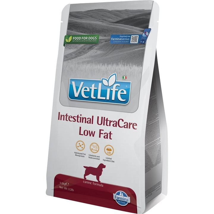 FARMINA Vet Life Dog Intestinal Ultra Care Low Fat 1, 5 kg Mancare dietetica pentru caini