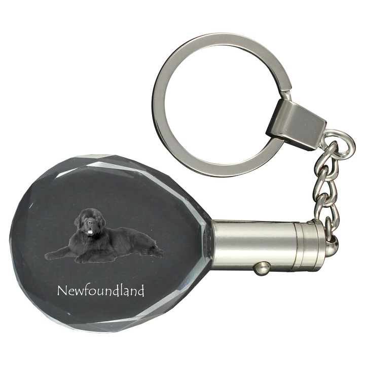 Breloc cu cristale, Art-Dog, breloc cu caine, iluminare, 40x35x10mm, set in cutie de cadou