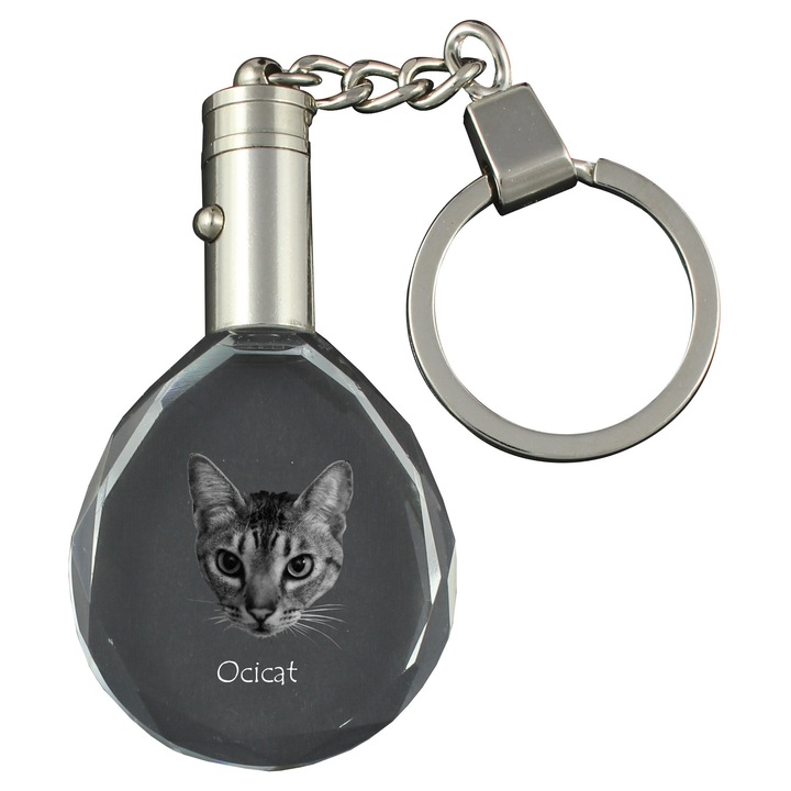 Breloc cu cristale, Art-Dog, breloc cu pisica, iluminare, 40x35x10mm, cutie cadou