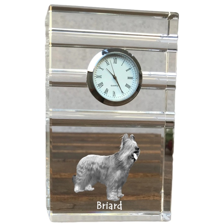 Ceas decorativ din cristal cu fotografie personalizata, Art-Dog, 14x8,6x2,4cm