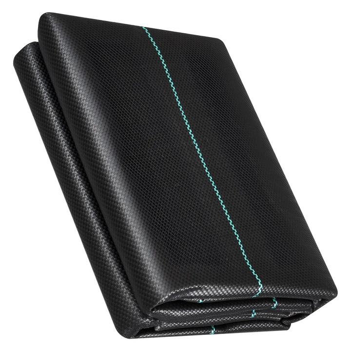 Set 2 x pachete geotextil contra buruienilor, Densitate 90 g/mp, Dimensiune 1.2 x 15.2 m/buc, Negru, 30 x accesorii prindere