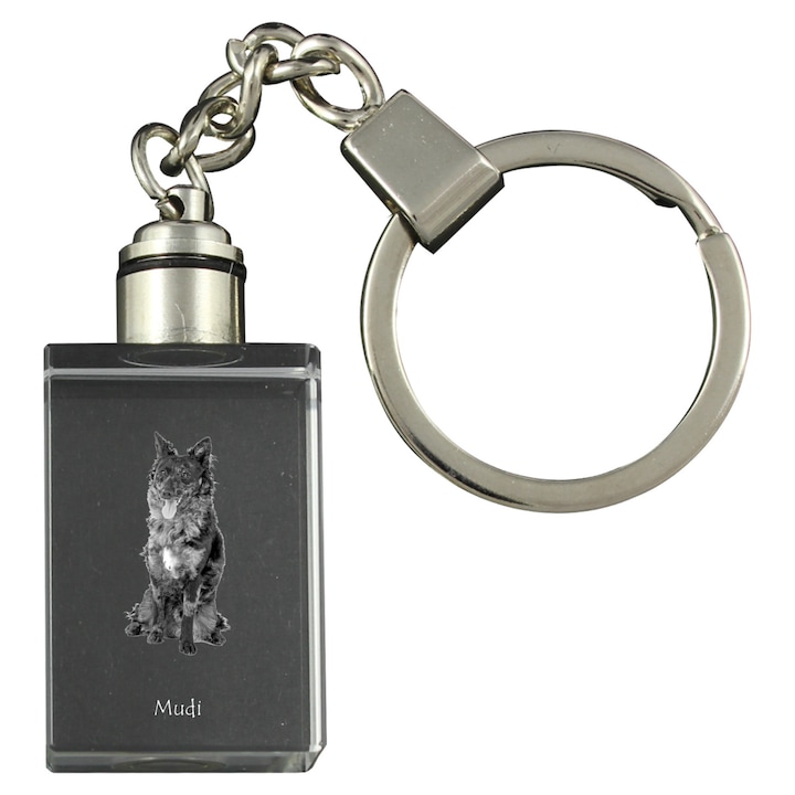 Brelocuri din cristal cu imaginea cainelui Mudi, iluminat, set de cadou, 20x30x15mm