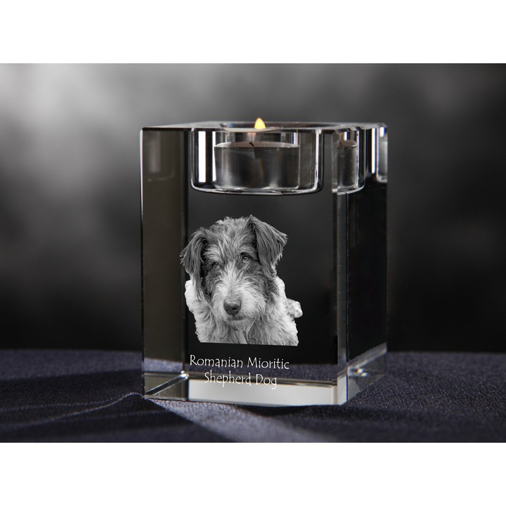 Поставка за свещи, Art-Dog, Румънско миоритско овчарско куче, кристал, 8x6x6 см
