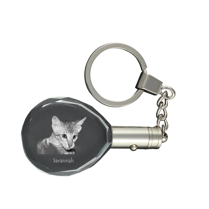 Breloc cu cristale, Art-Dog, breloc cu pisica, iluminare, 40x35x10mm, set in cutie cadou