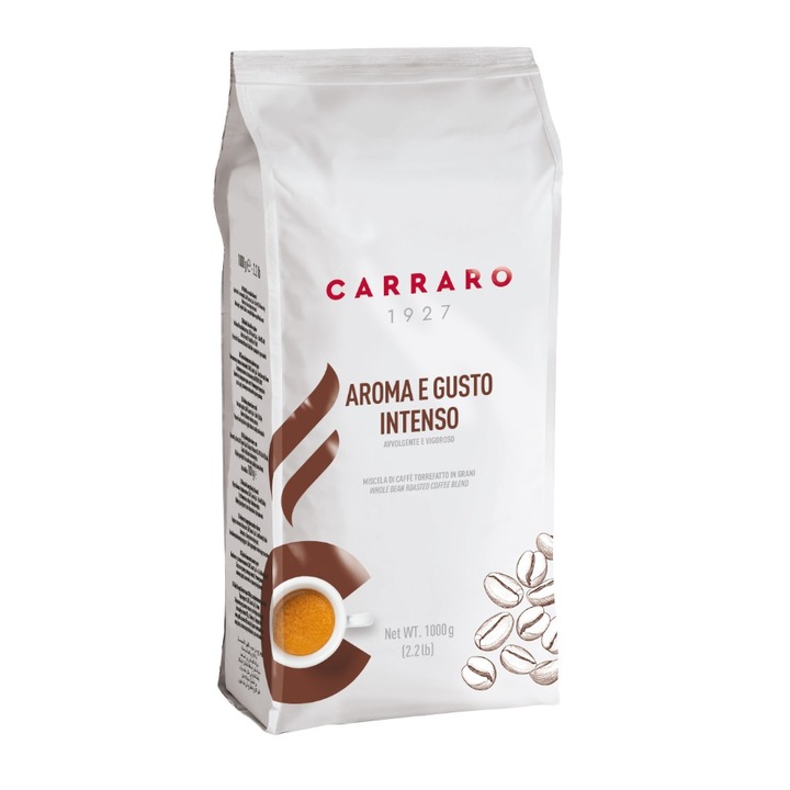 Set 2 x Cafea Boabe Carraro Aroma e Gusto Intenso, 1000 g, prajita in Italia