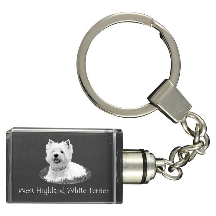 Brelocuri, Art-Dog, West Highland White Terrier, krysztal, 20x30x15mm, prezent unicat