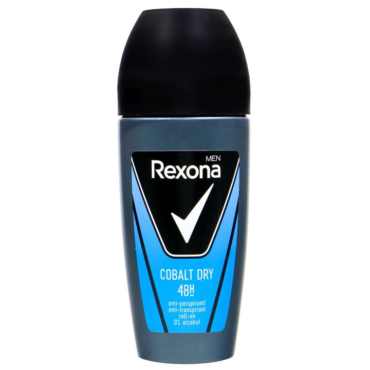 Rexona Men Cobalt, antiperspirant Roll-On, 50 ml, protectie de lunga durata, parfum masculin