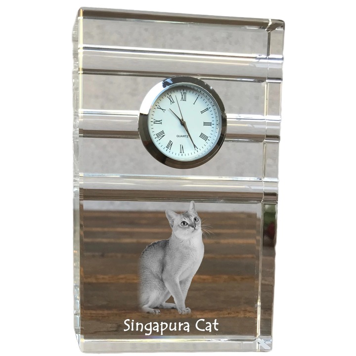 Ceas decorativ, Art-Dog, cristal, personalizat cu fotografie, 14x8,6x2,4cm