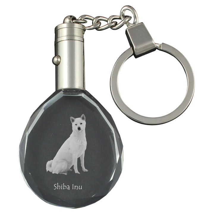 Breloc cu cristale, Art-Dog, Shiba Inu, iluminare, 40x35x10mm, set cadou