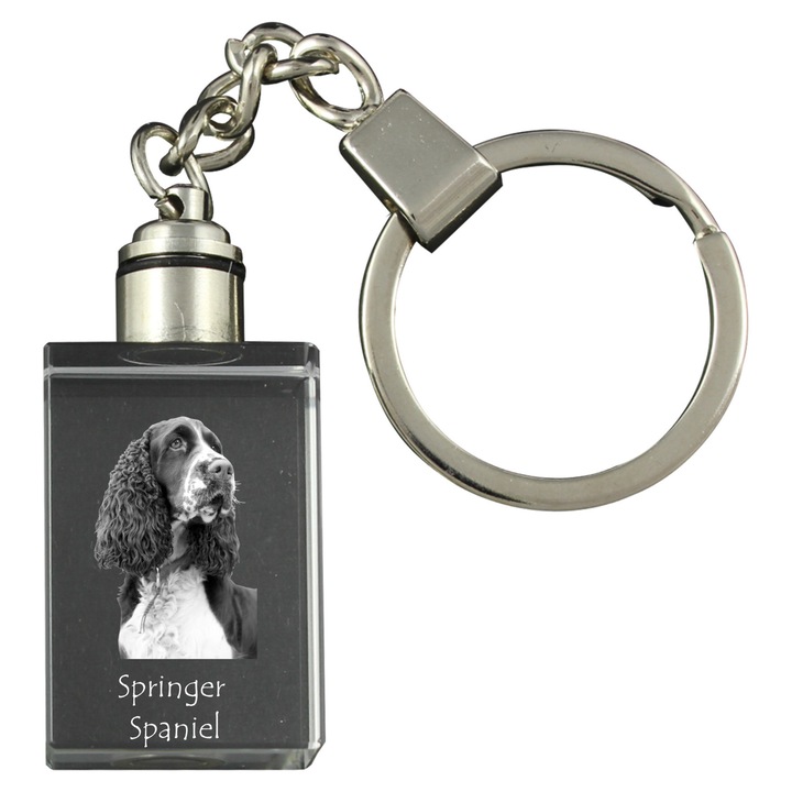 Kulcstartók, Art-Dog, angol Springer spániel kutyás kulcstartó, világító, kristály 20x30x15mm