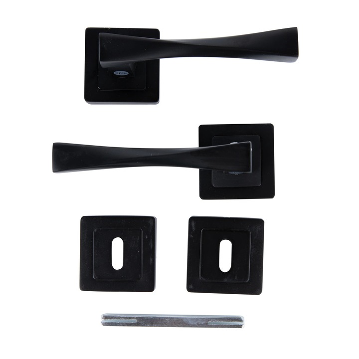 Set manere yale Verona, aluminiu, negru, cu rozete cheie, usi de interior