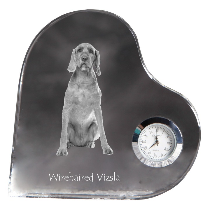 Ceas decorativ din cristal in forma de inima, personalizat cu fotografie, 10,6x10,6x1,6cm, set cu baterie