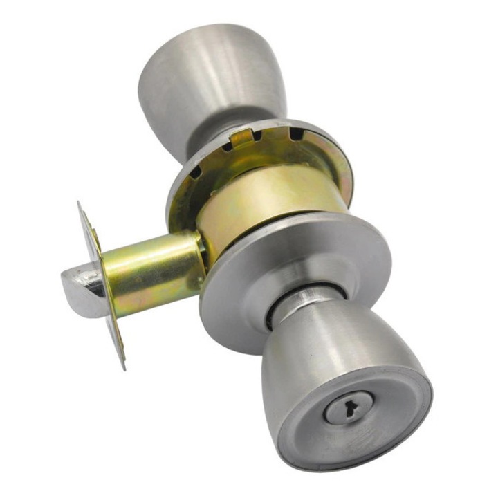 Buton usa metalic argintiu 50x35mm, set cu 2 chei