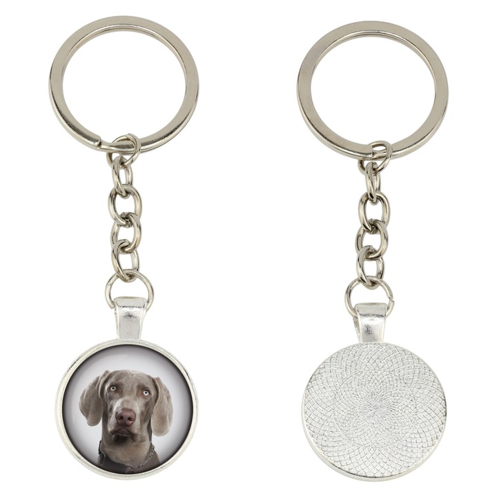 Személyre szabott fotós kulcstartó, Art-Dog, Weimaraner, ezüst fém, 10x2.5cm, díszdobozban