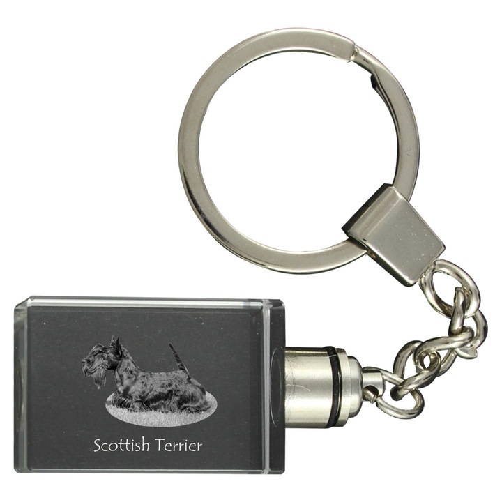 Kristály kulcstartók, Art-Dog, skót terrier, 20x30x15mm, világító, egyedi ajándék