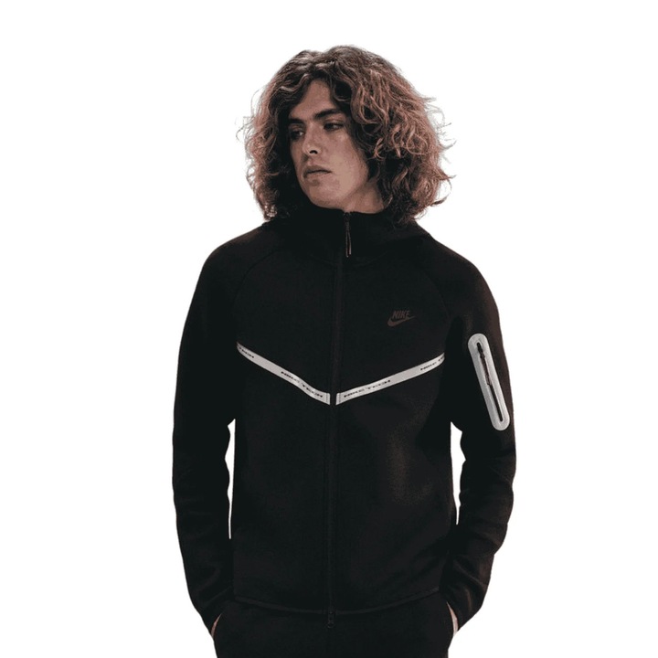 Bluza cu fermoar Nike Windrunner, bumbac, accente reflectorizante, negru, S INTL