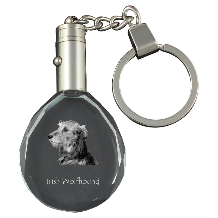 Kristály kulcstartó, Art-Dog, Ír farkaskutya, 40x35x10mm, világítással, díszdobozban