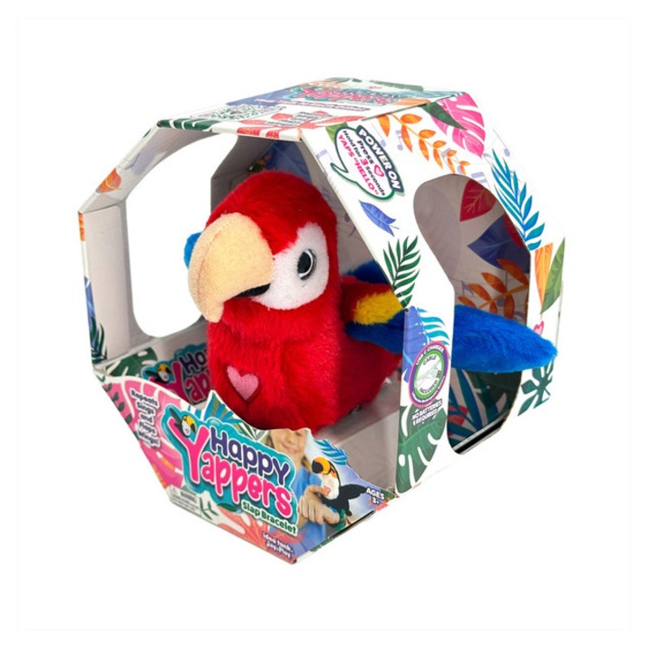 Papagal de plus vorbitor Happy Yappers, roșu, 20cm