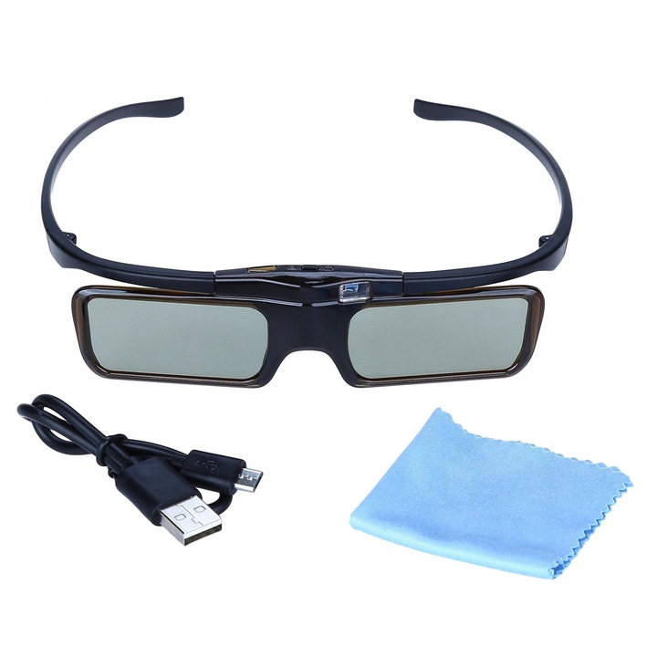 Ochelari 3D DLP, GOMEDIA, tehnologie DLP, 96-144 Hz, set cu cablu de incarcare USB