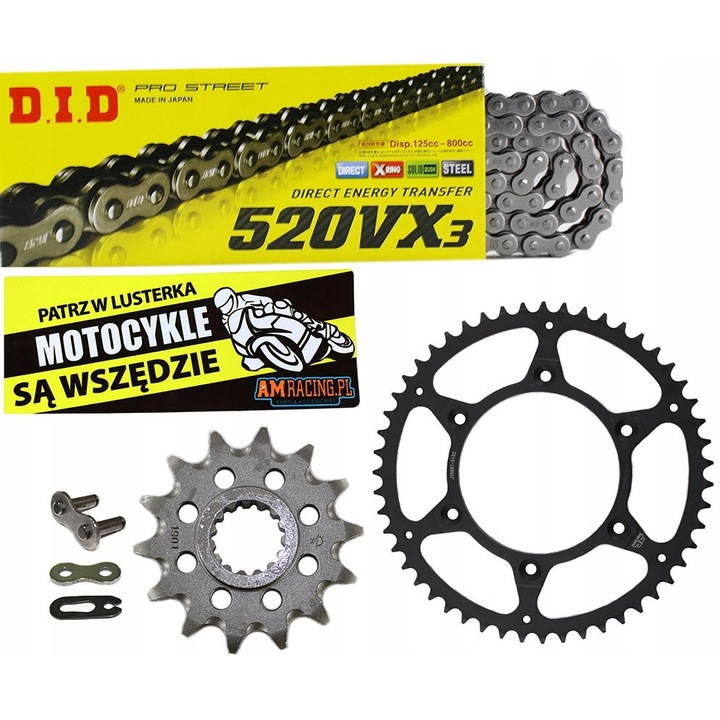 Set transmisie DID JT pentru Husqvarna TE 250 300 si KTM EXC 250 300, lant 520VX3, 2 zebatki, X-Ring, 14-50