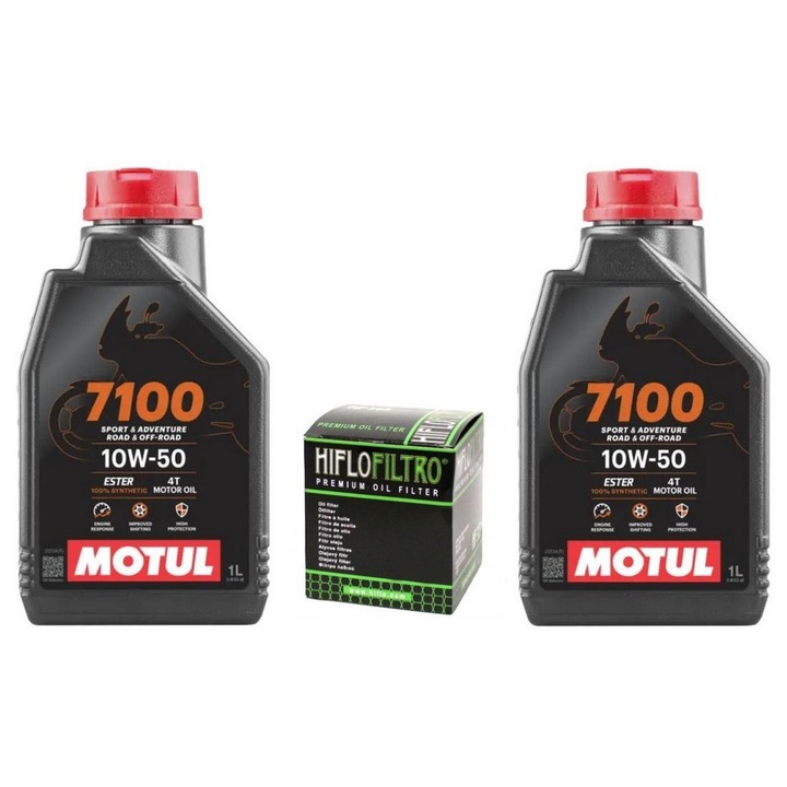 Ulei sintetic Motul 7100 10W50 2L + Filtru ulei HF155 HF156