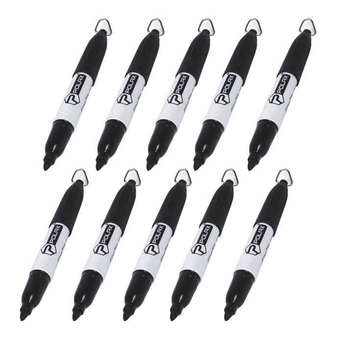 Set de 10 markere permanente mini, Polax, negru, rosu, albastru, verde
