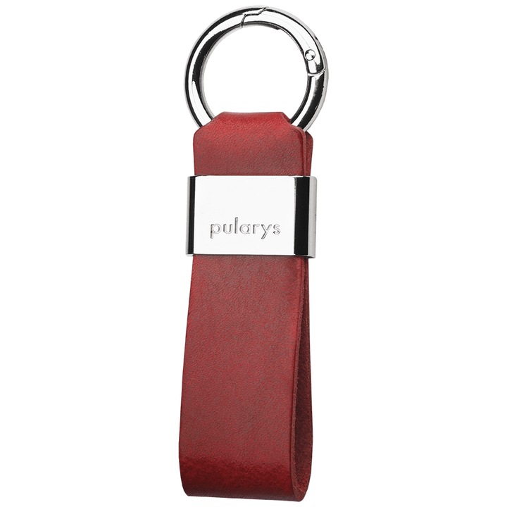 Breloc Pularys Insider Line, piele garbata vegetal, rosu