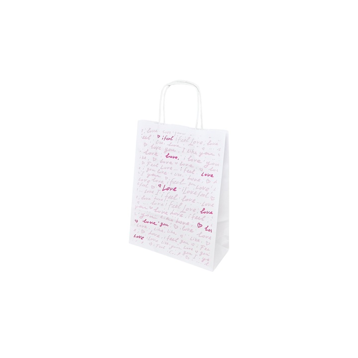 Set 10 bucati Punga Hartie Kraft cu Model Love Notes 18 x 22(H) x 8cm